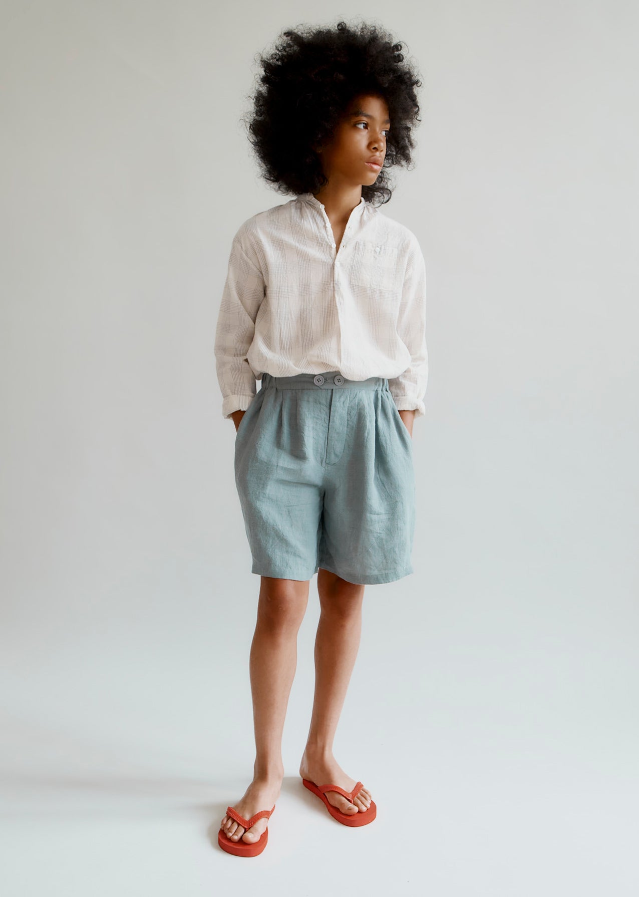 ADONIS CHILDREN'S COTTON SHIRT - WHITE / BLACK CHECK