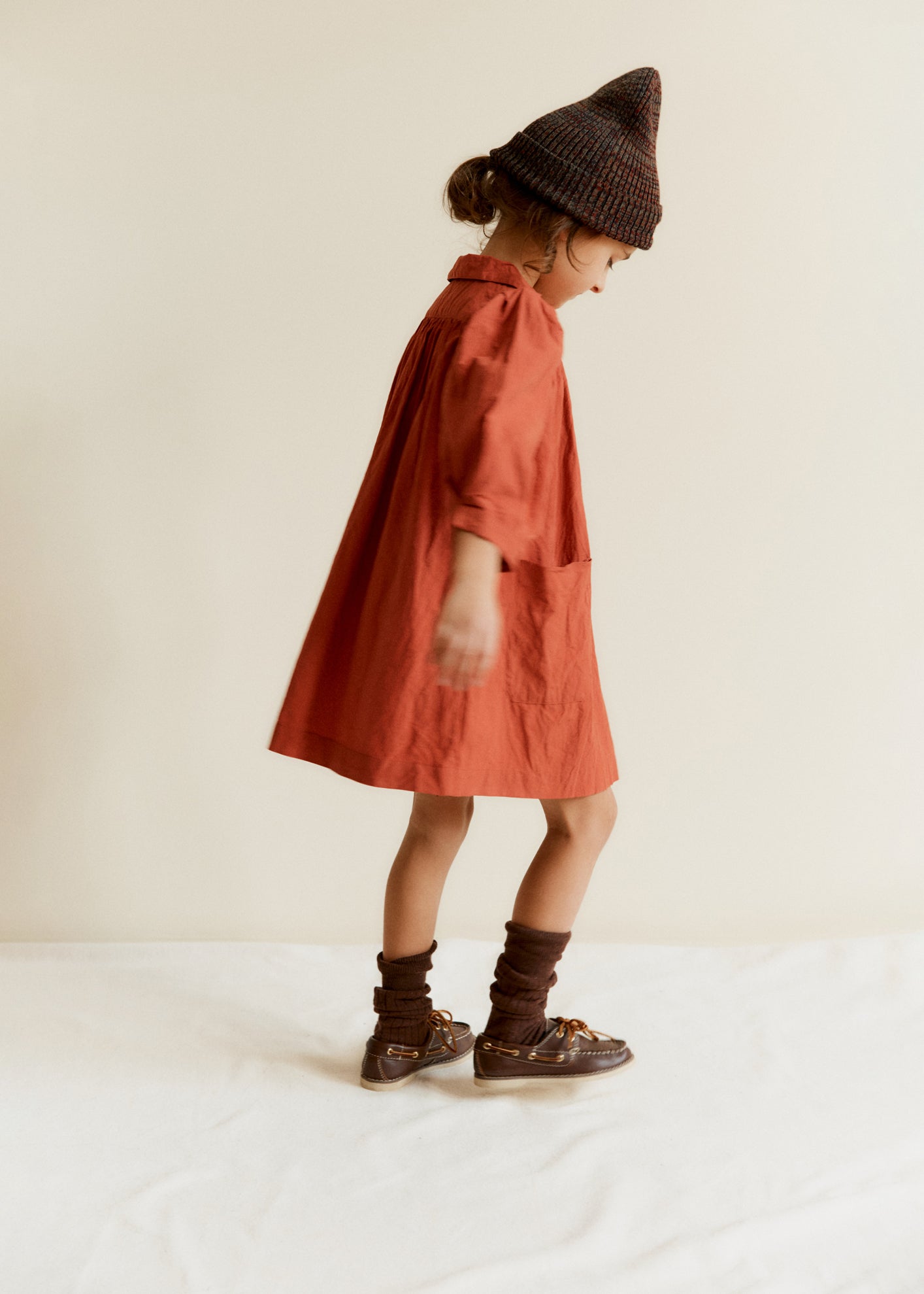 CLARA GIRL'S COTTON DRESS - BRICK RED