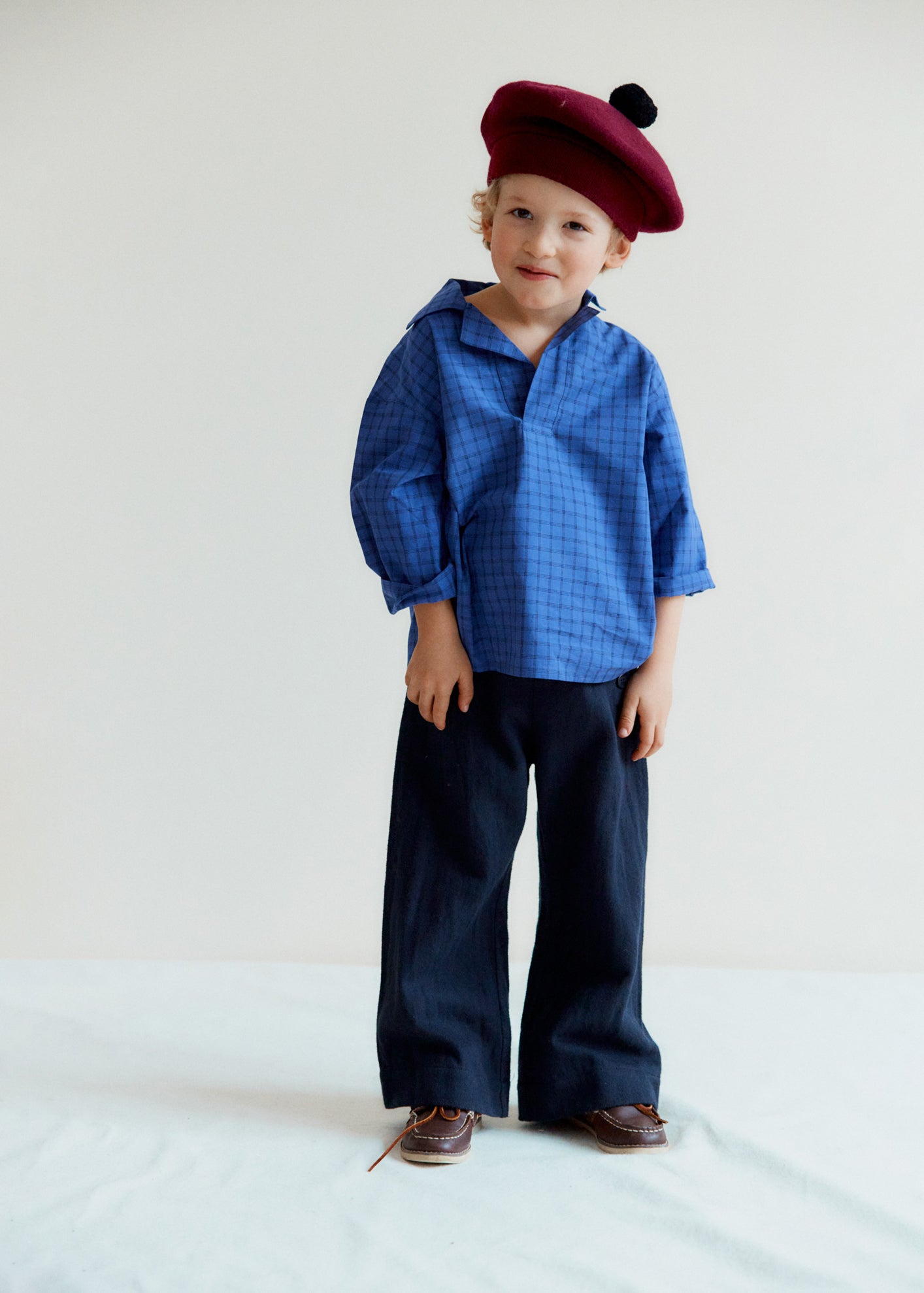 BERGAMOT CHILDREN'S COTTON SHIRT - DENIM BLUE CHECK