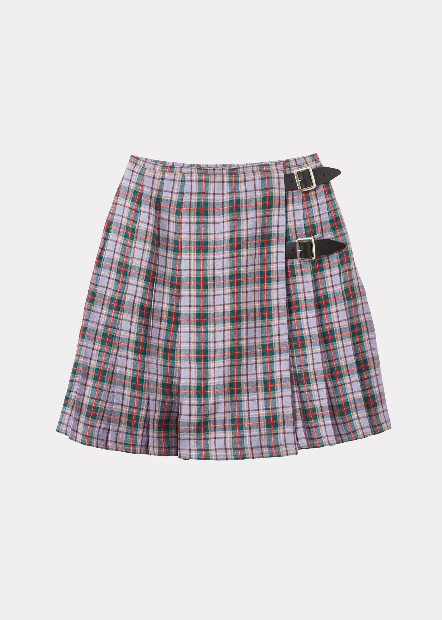 GIRL'S LINEN KILT - LAVENDER / RED