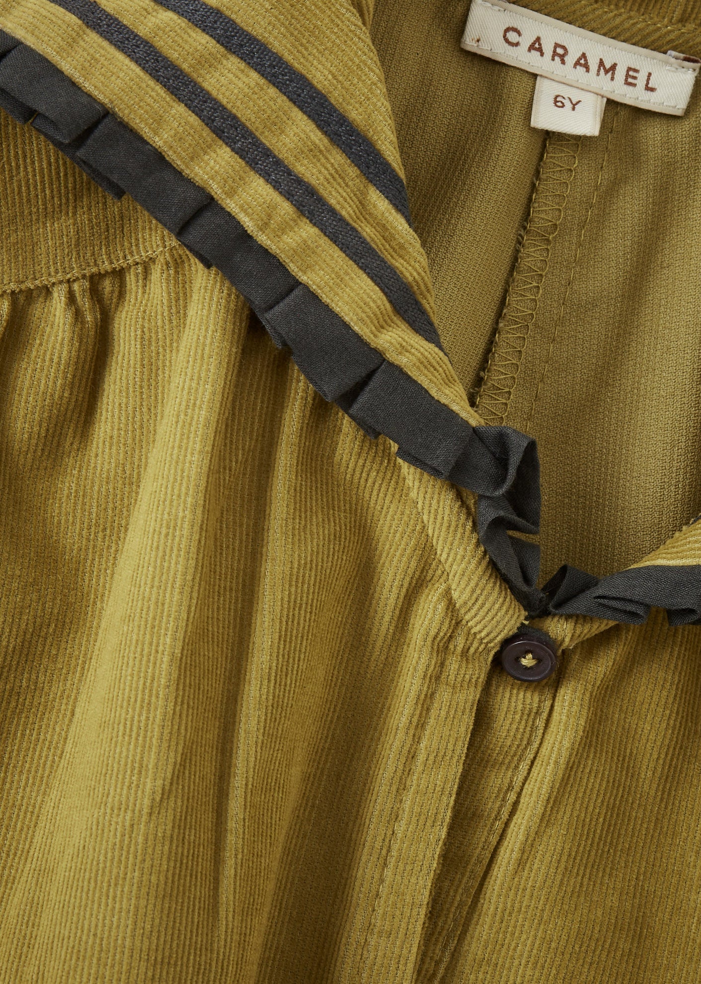 LAILA GIRL'S COTTON CORDUROY DRESS - LIME