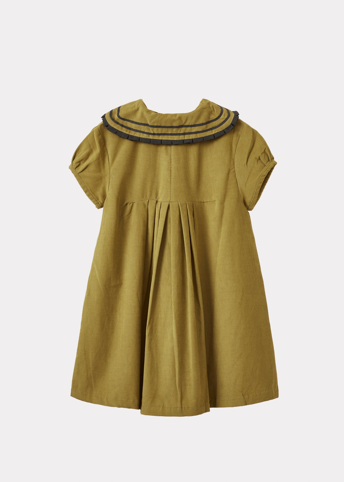 LAILA GIRL'S COTTON CORDUROY DRESS - LIME