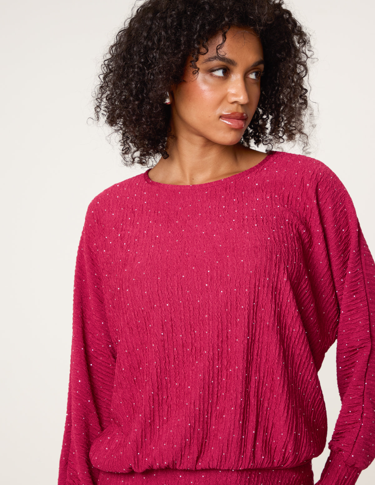 Rhinestone Batwing Top