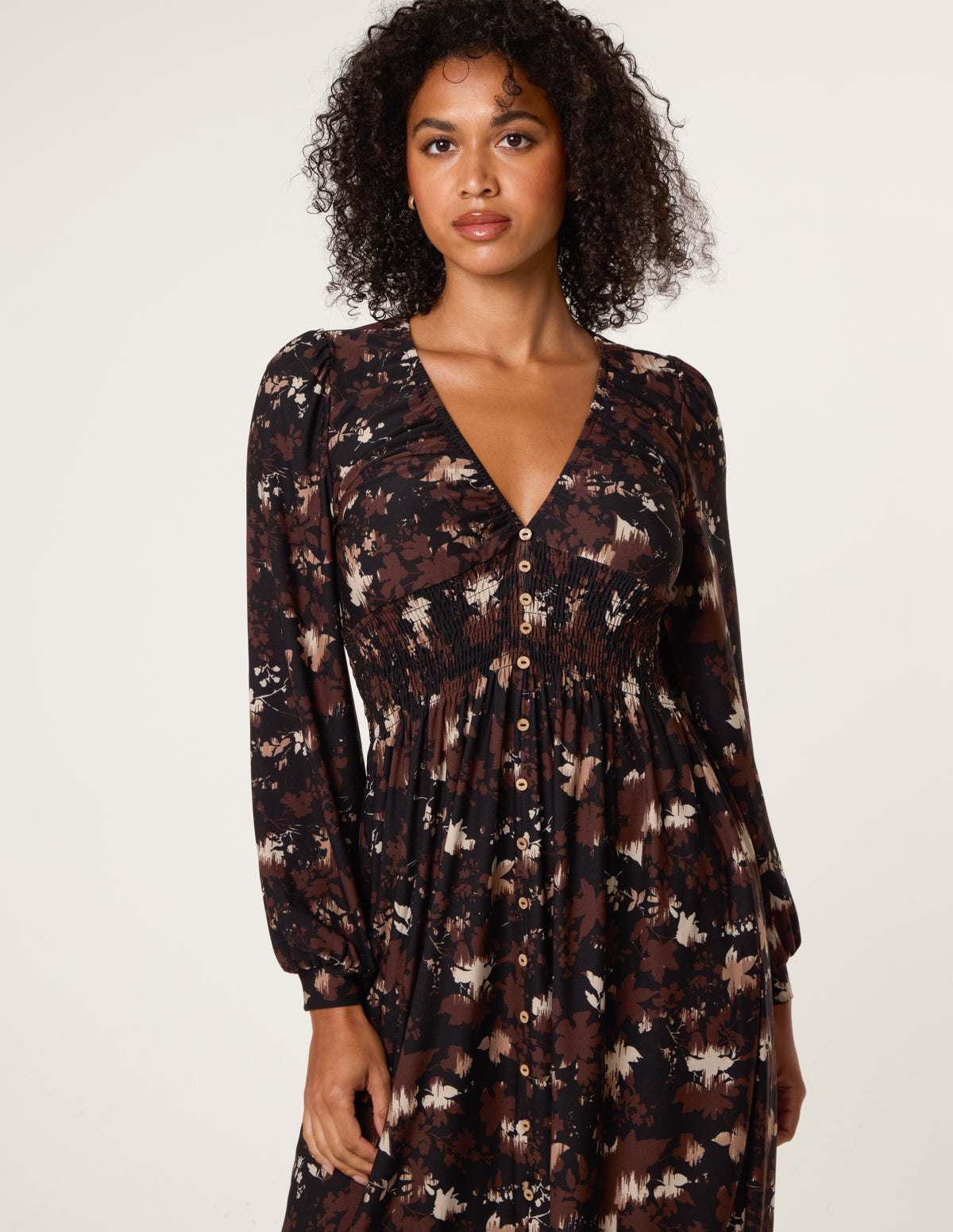 Button Front Midi Dress