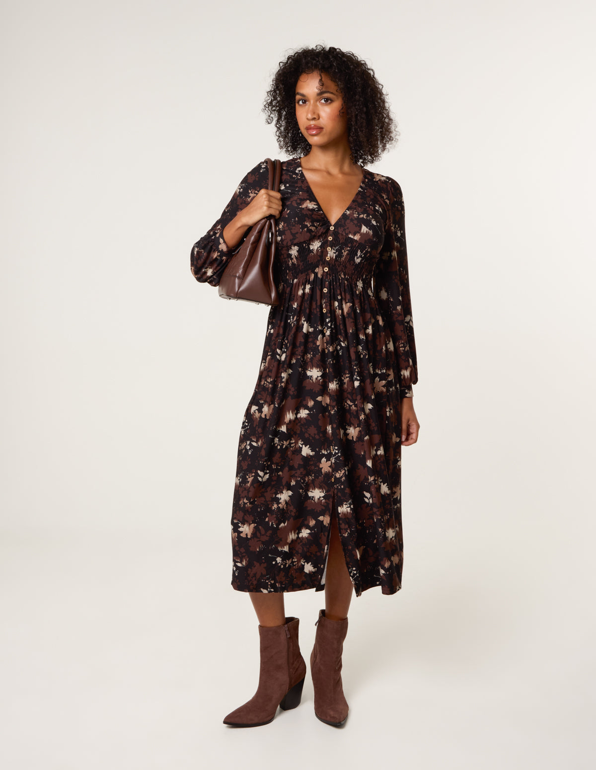 Button Front Midi Dress