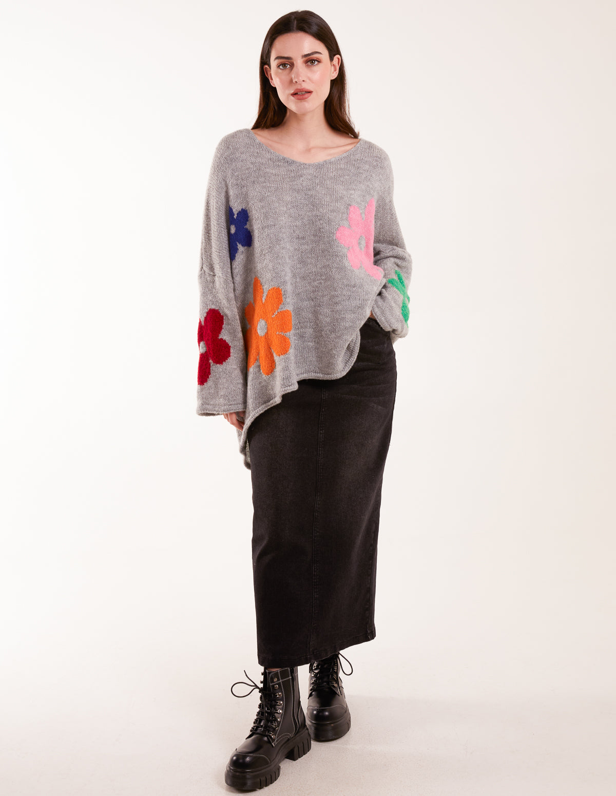 Multi Coloured Daisy Flower Print Jumper