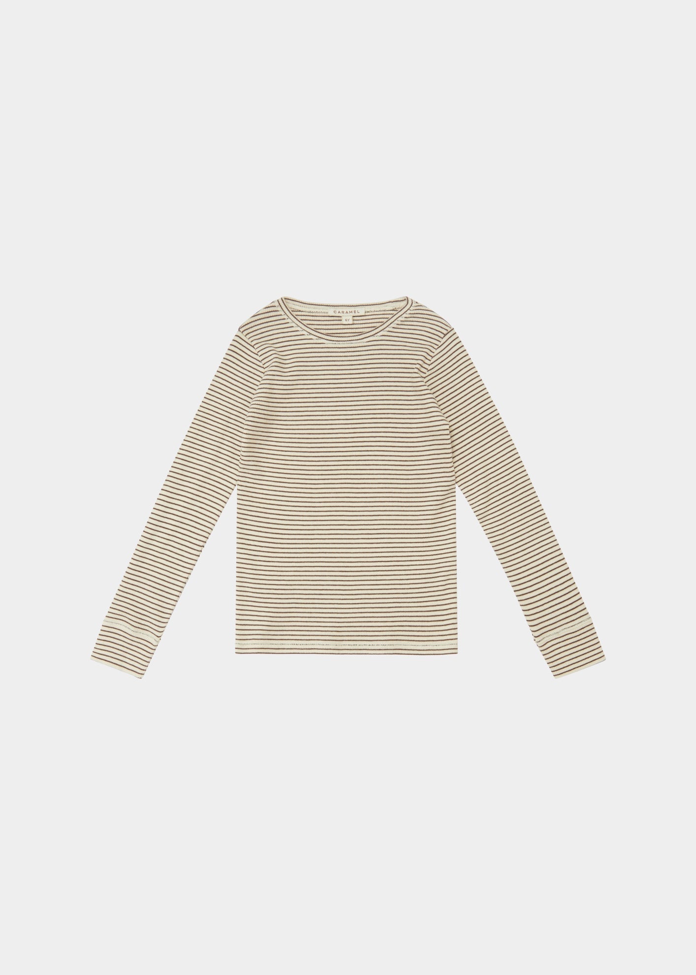 KISHON CHILDREN'S COTTON T-SHIRT - CREAM / CHOCOLATE STRIPE