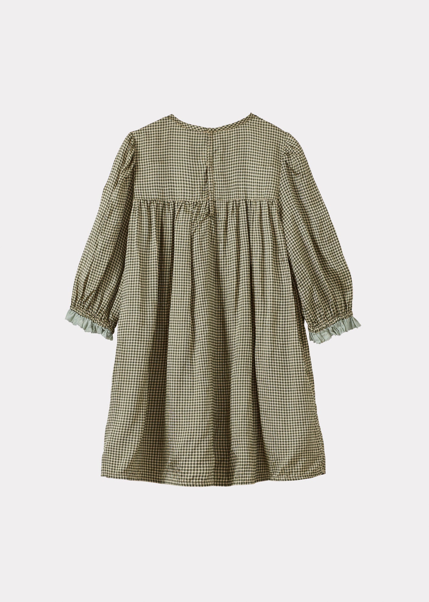 ELBA GIRL'S DRESS - GREEN MICRO-CHECK / CREAM