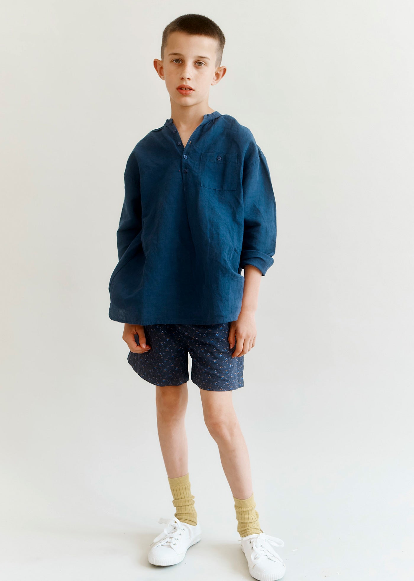 ADONIS CHILDREN'S COTTON SHIRT - INDIGO