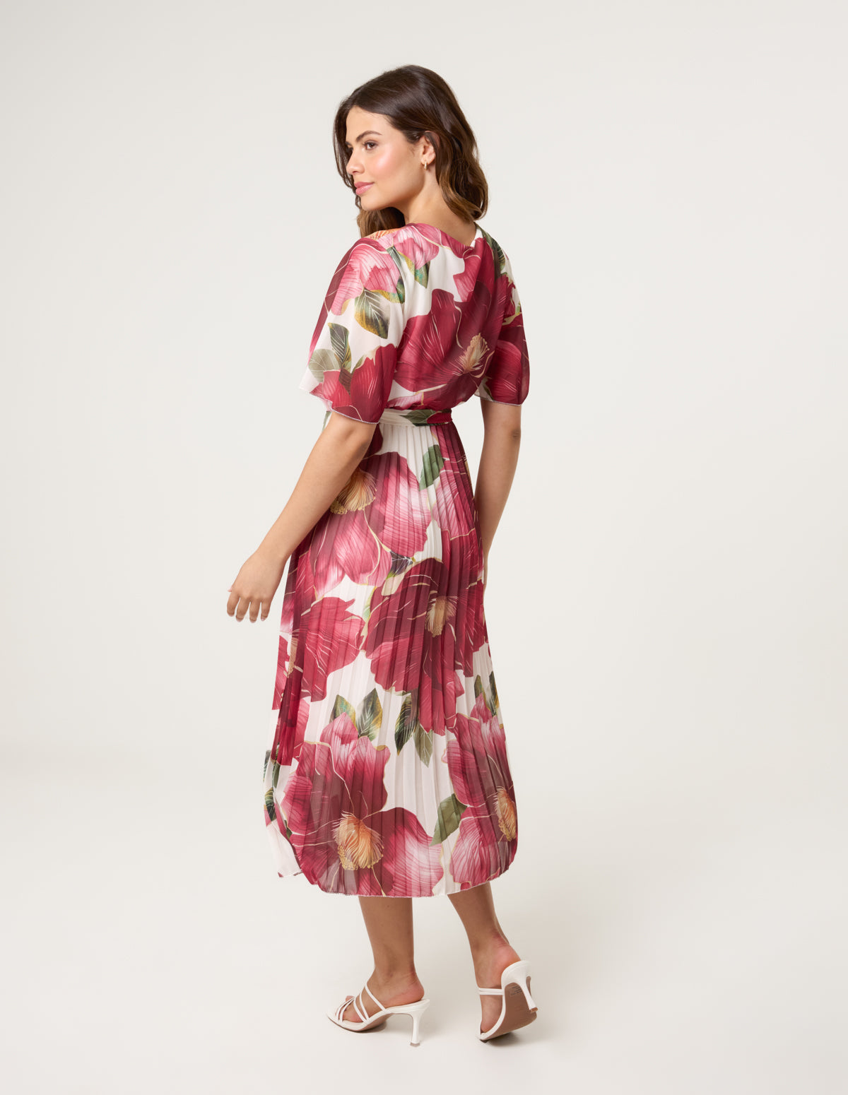 Large Floral Wrap Midi Dress