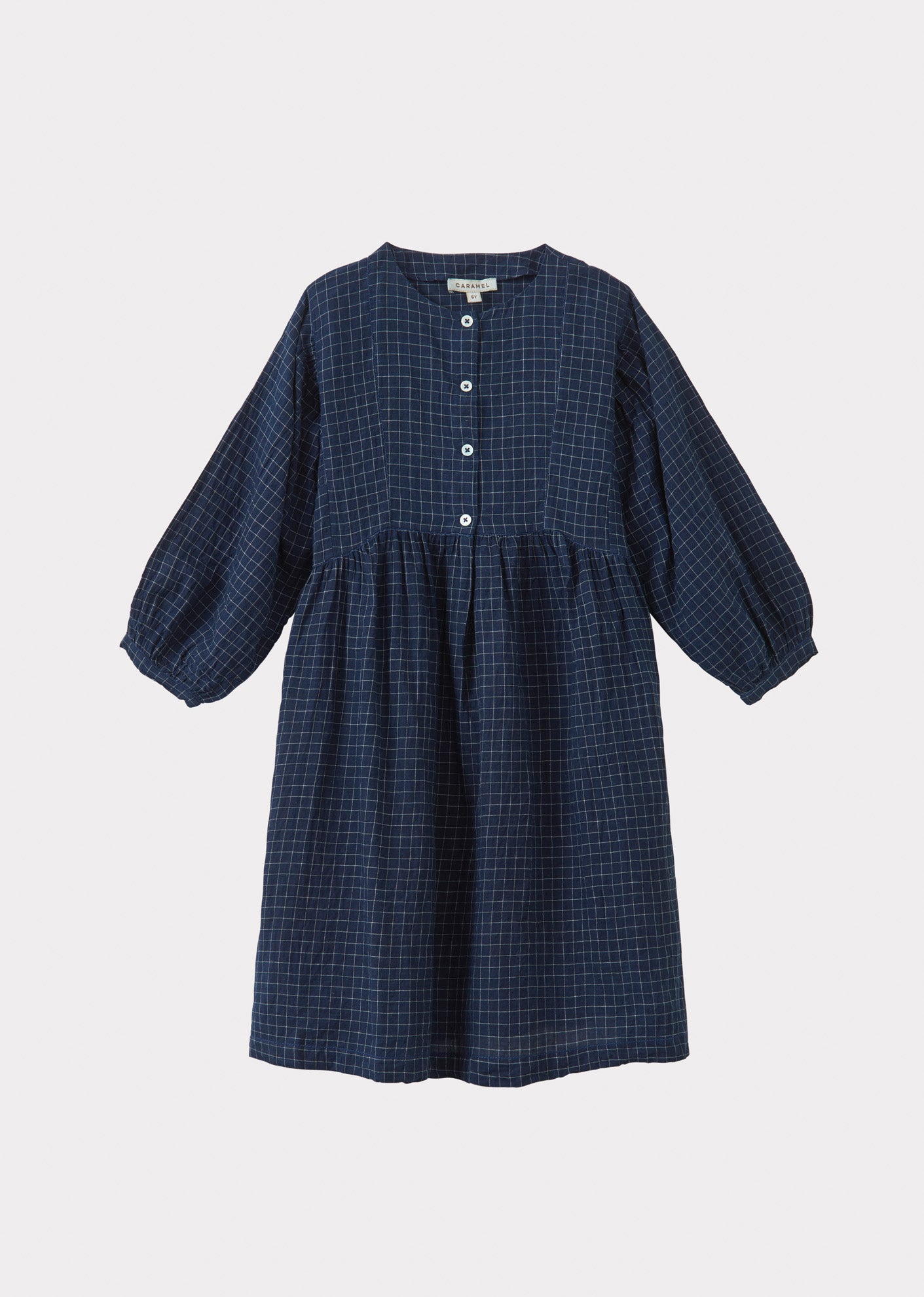 YARROW GIRL'S COTTON DRESS  - NAVY CHECK