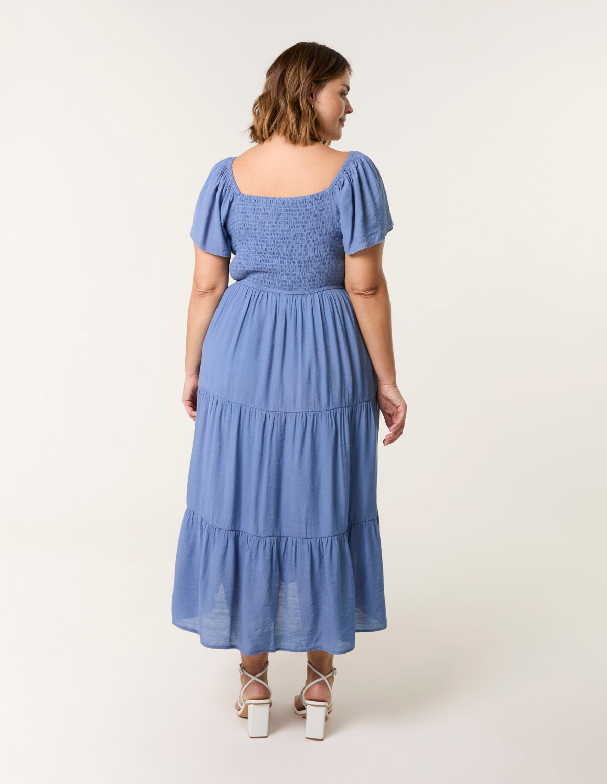 Curve Flutter Sleeve Midi Dress