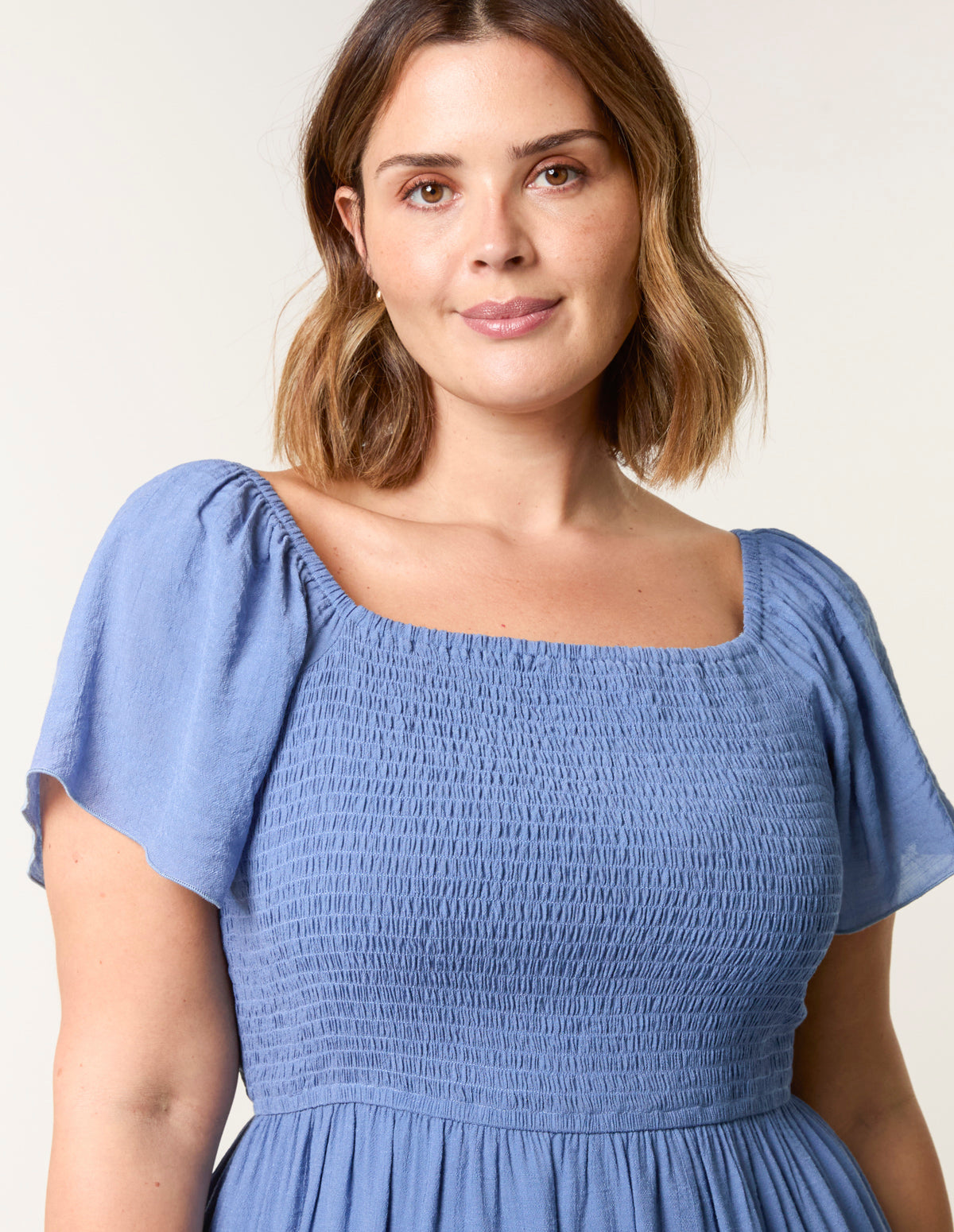 Curve Flutter Sleeve Midi Dress