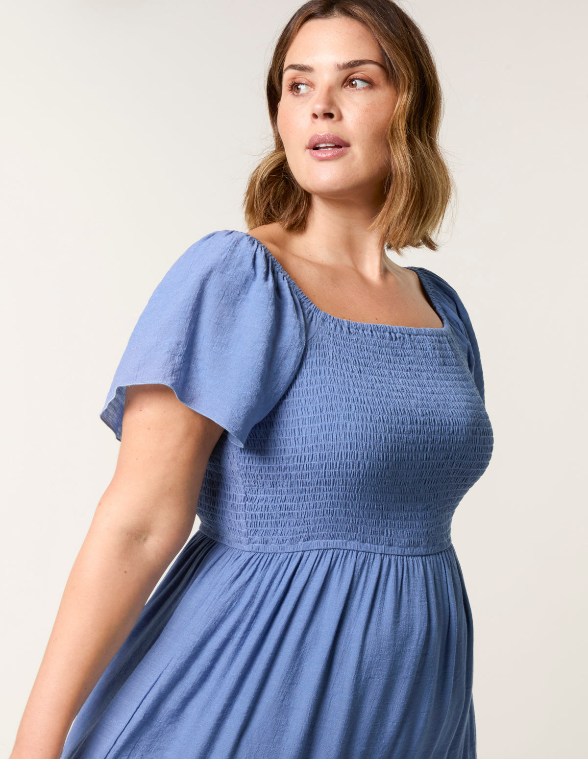 Curve Flutter Sleeve Midi Dress