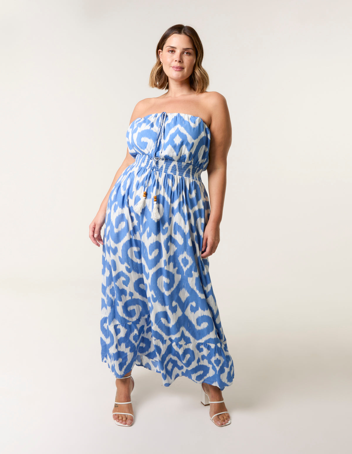 Curve Bandeau Shirred Waist Dress