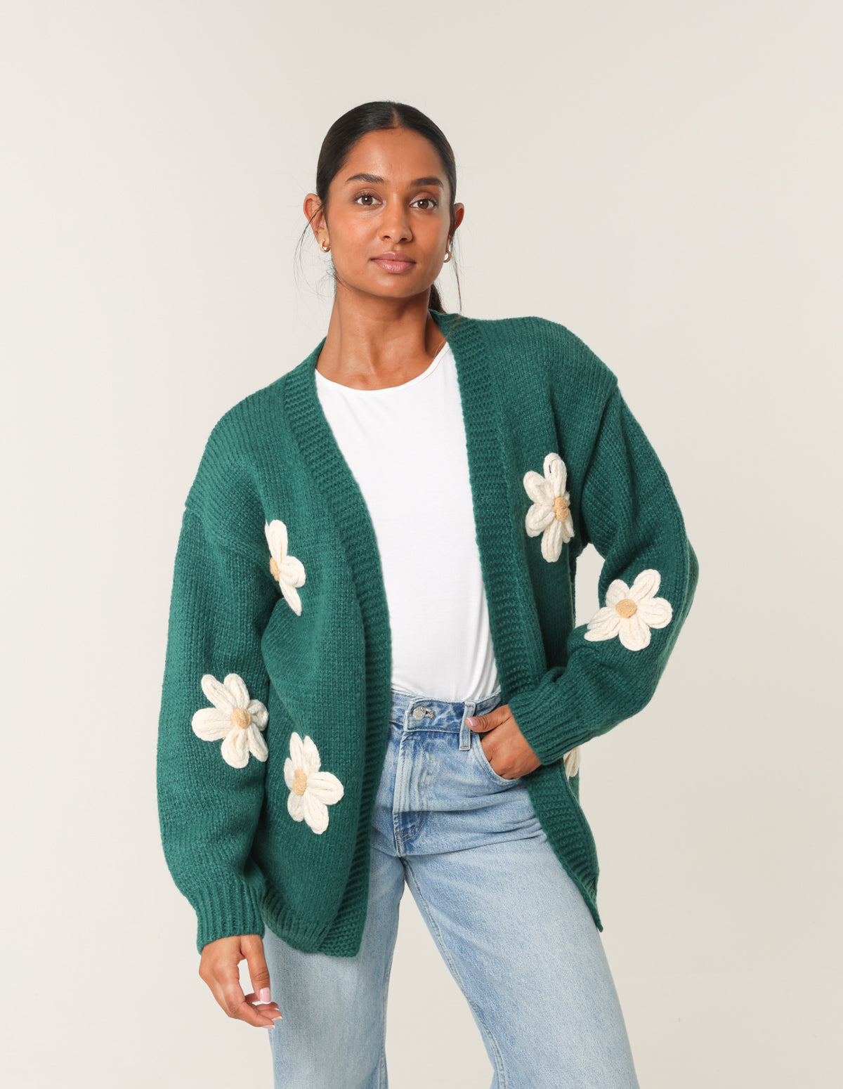 Daisy Large Flower Cardigan