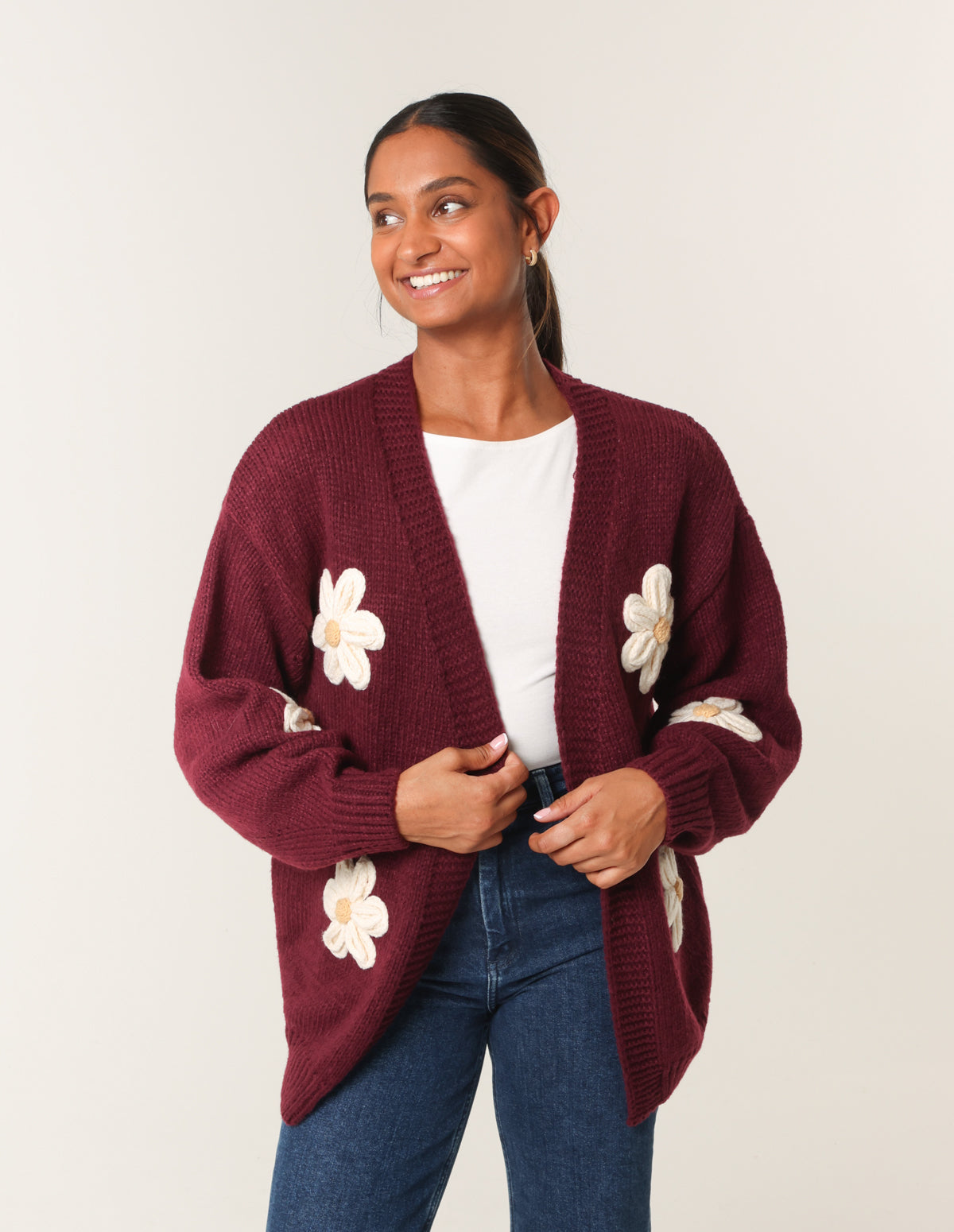 Daisy Large Flower Cardigan