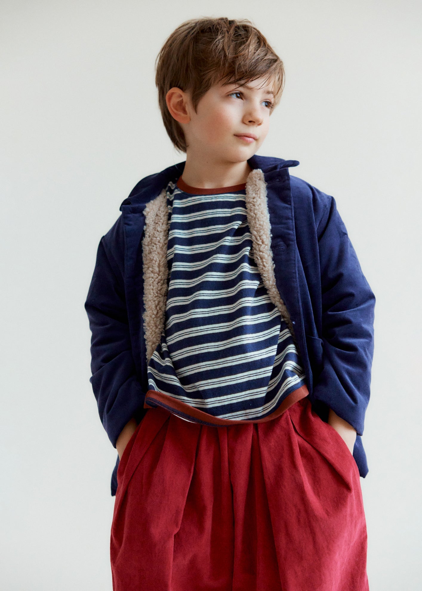 TODEA CHILDREN'S COTTON T-SHIRT - NAVY / ECRU STRIPE