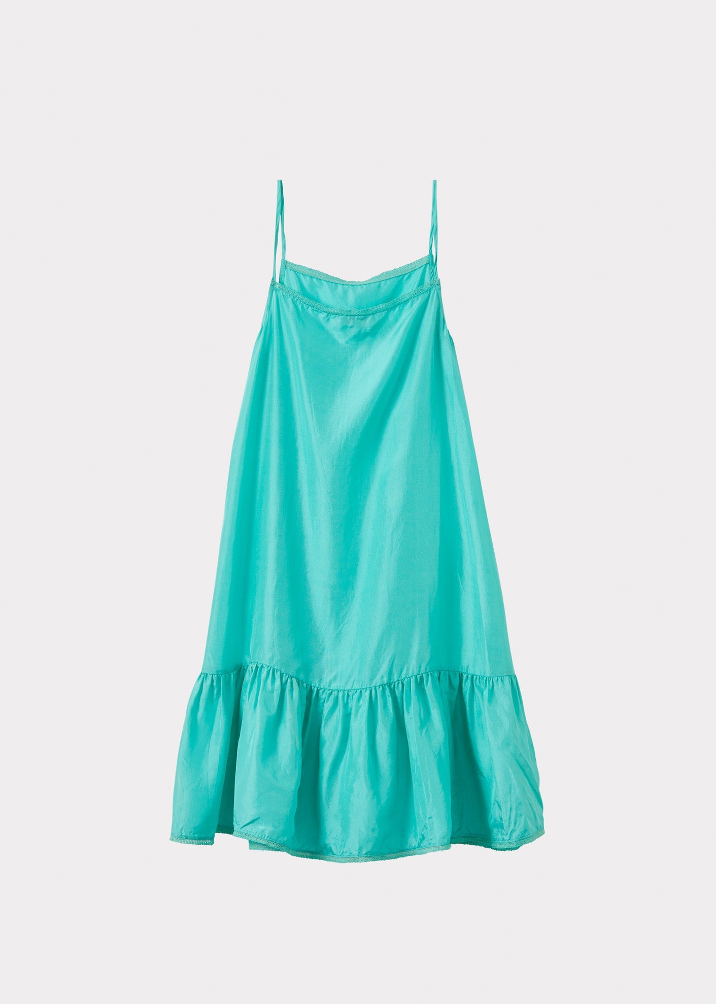 GRAPE GIRL'S SILK SLIP DRESS  - AQUA