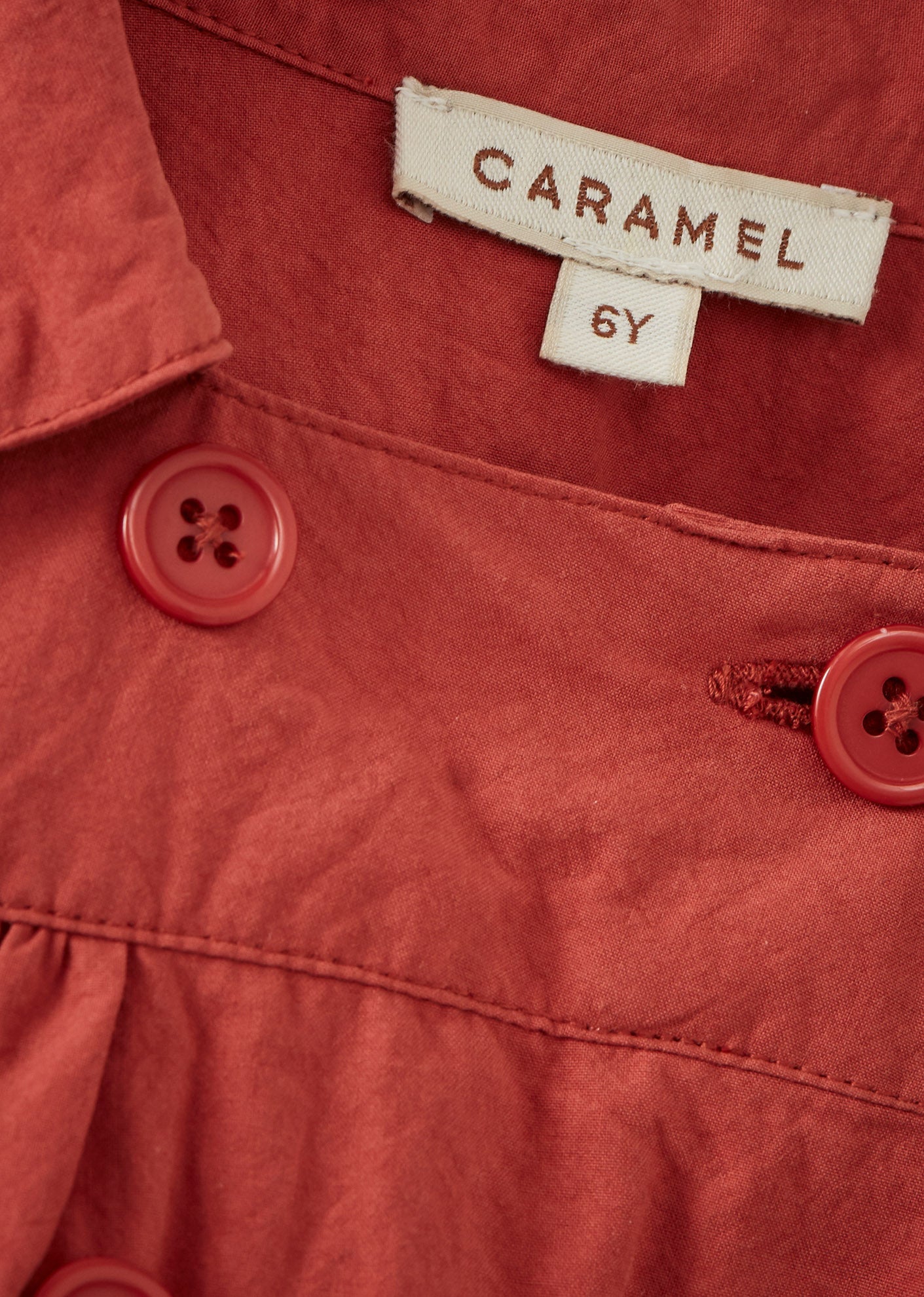 CLARA GIRL'S COTTON DRESS - BRICK RED