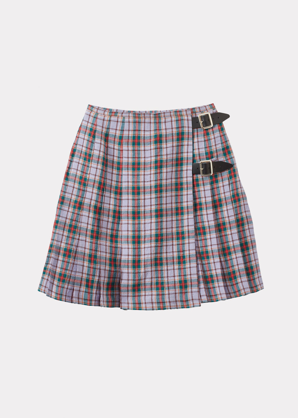 GIRL'S LINEN KILT - LAVENDER / RED