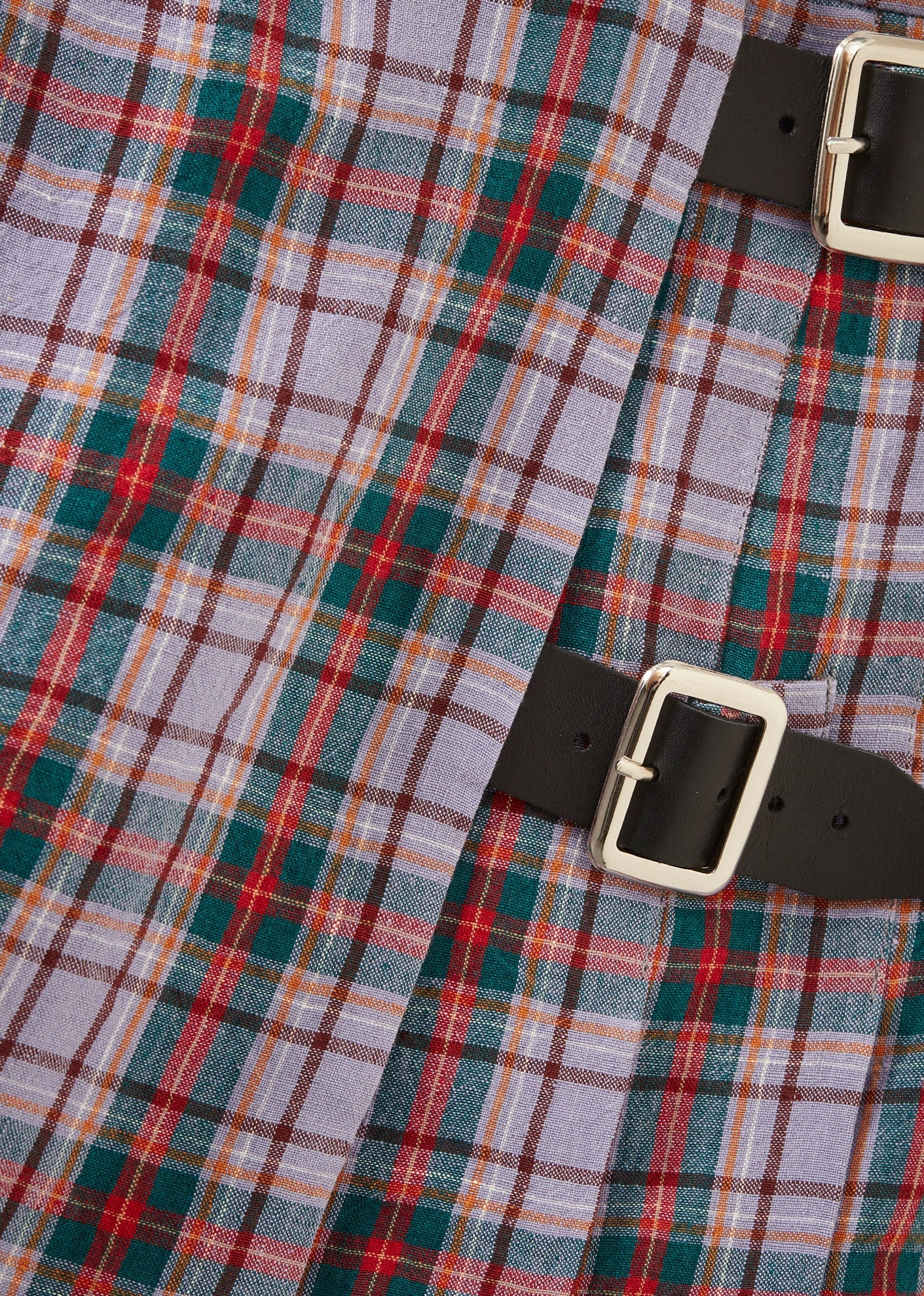 GIRL'S LINEN KILT - LAVENDER / RED