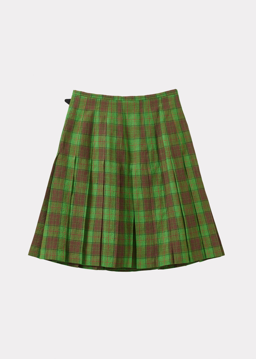 GIRL'S LINEN KILT - GREEN / BROWN