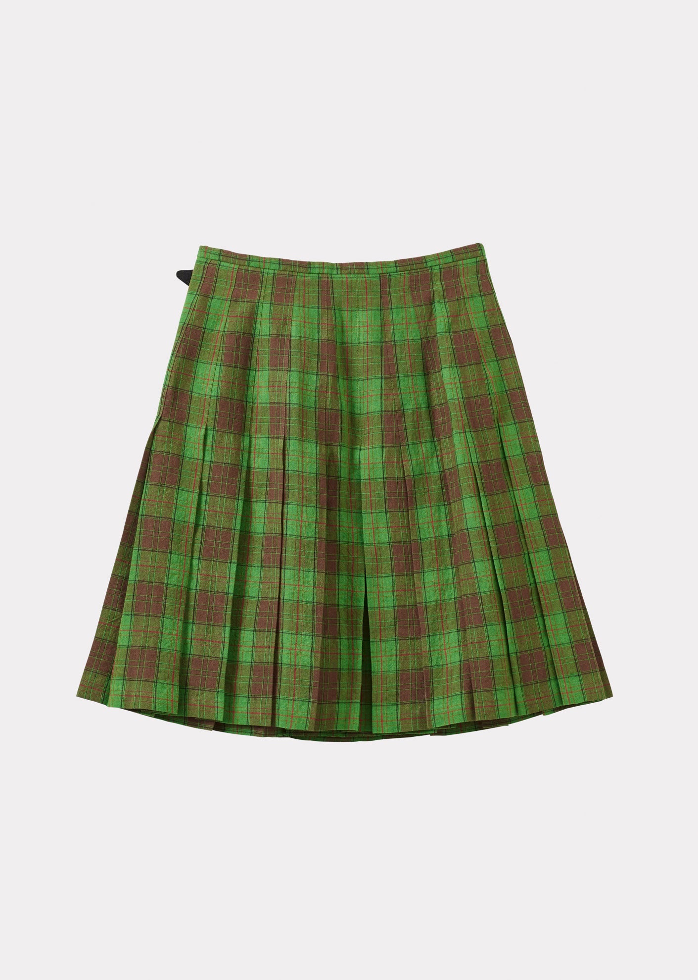 GIRL'S LINEN KILT - GREEN / BROWN
