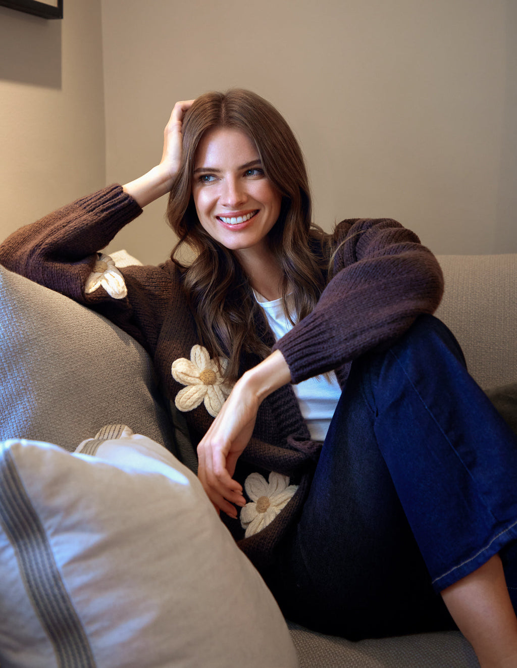 Daisy Large Flower Cardigan