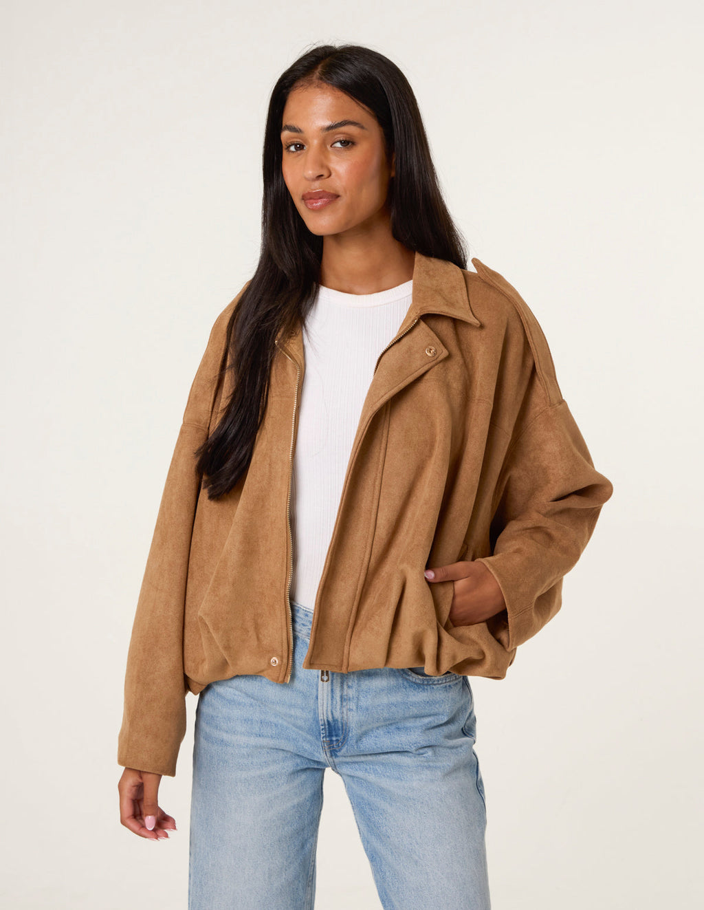 Suedette Puffball Jacket