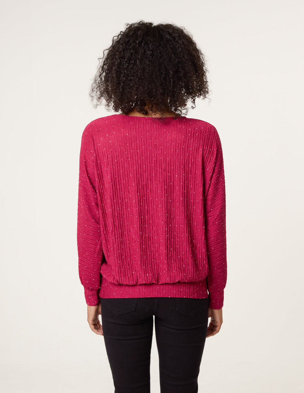 Rhinestone Batwing Top