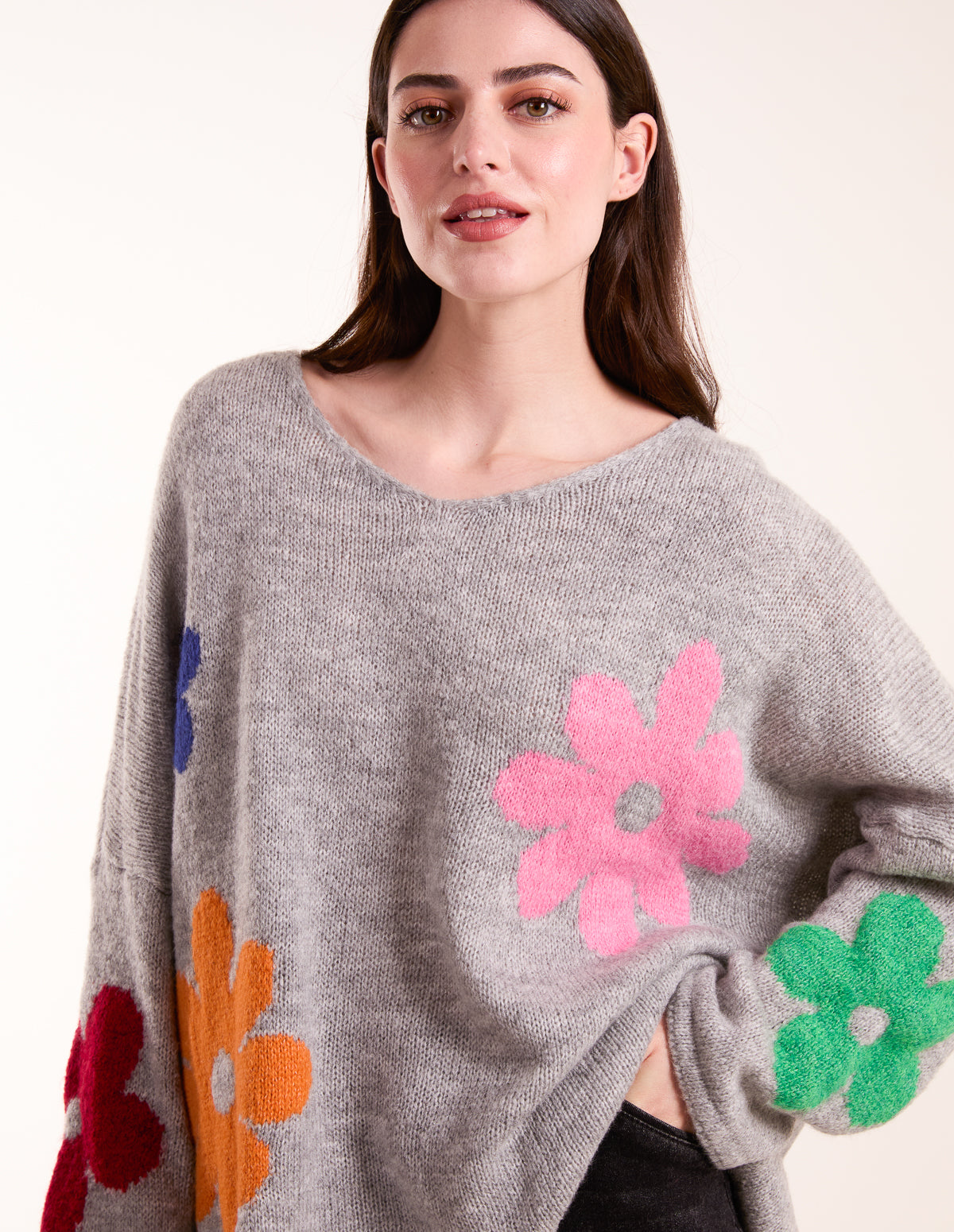 Multi Coloured Daisy Flower Print Jumper