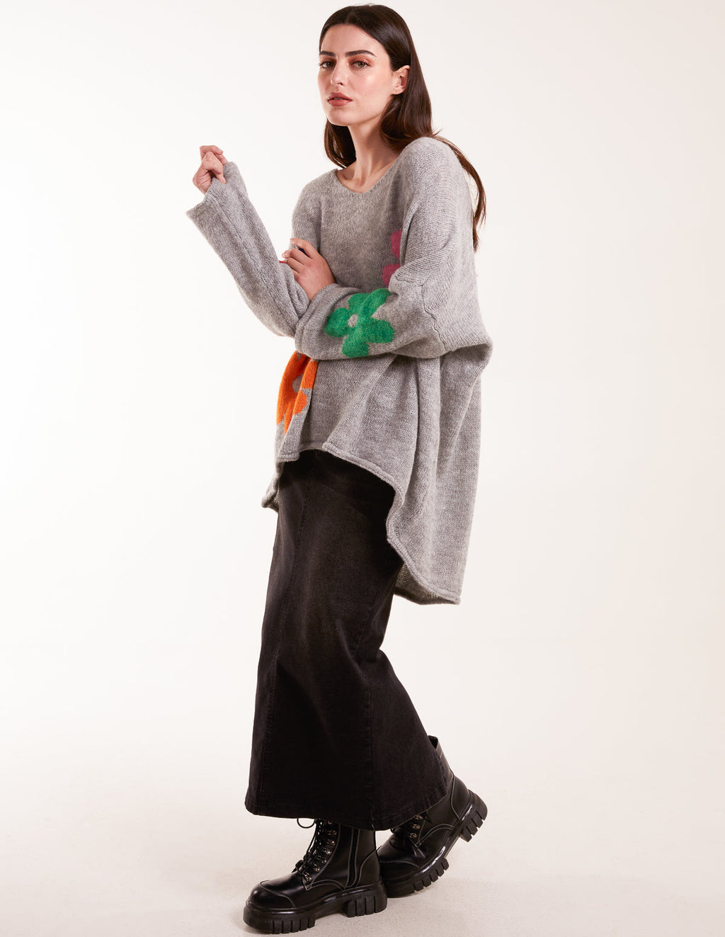 Multi Coloured Daisy Flower Print Jumper