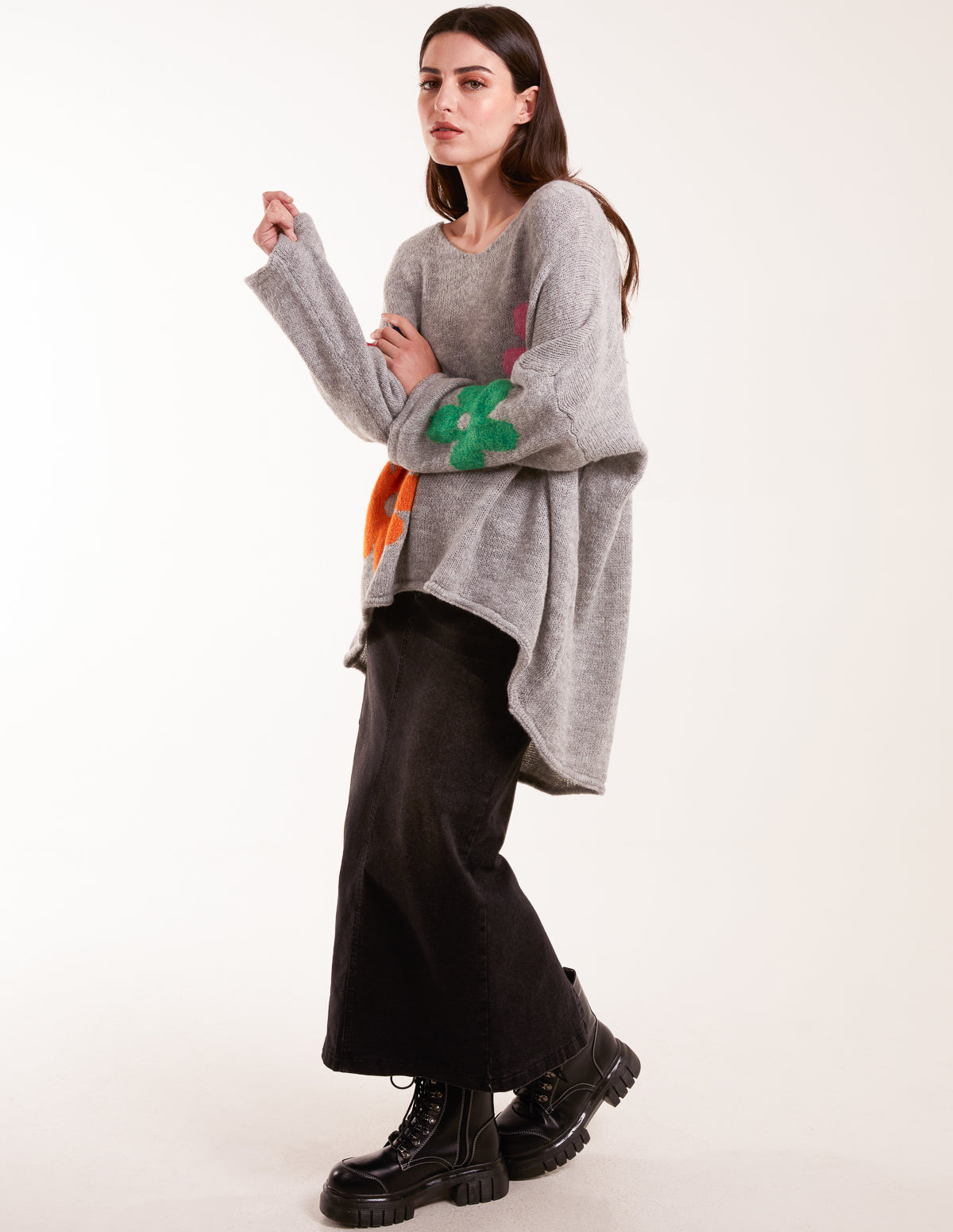 Multi Coloured Daisy Flower Print Jumper