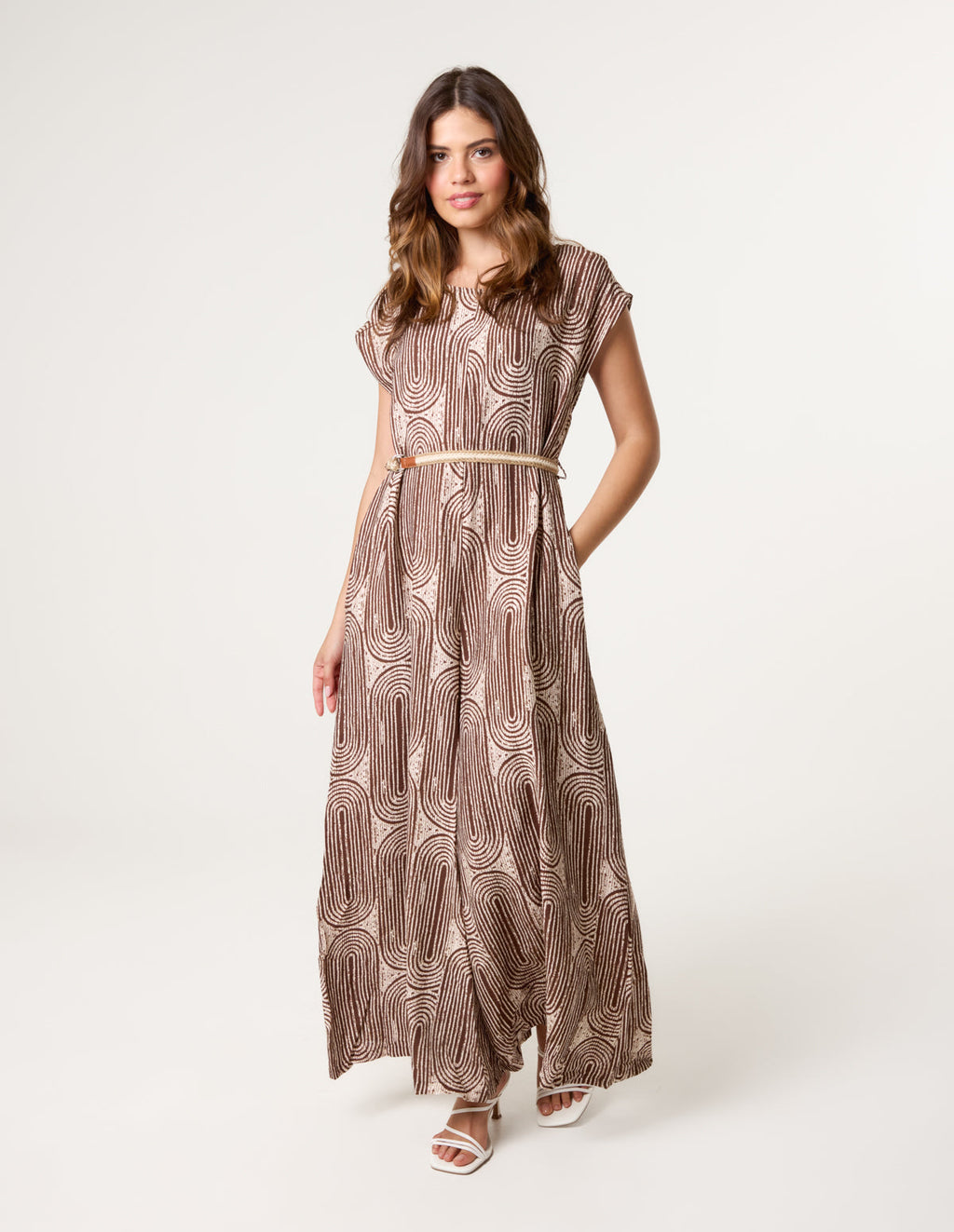 Belted Oversized Printed Jumpsuit