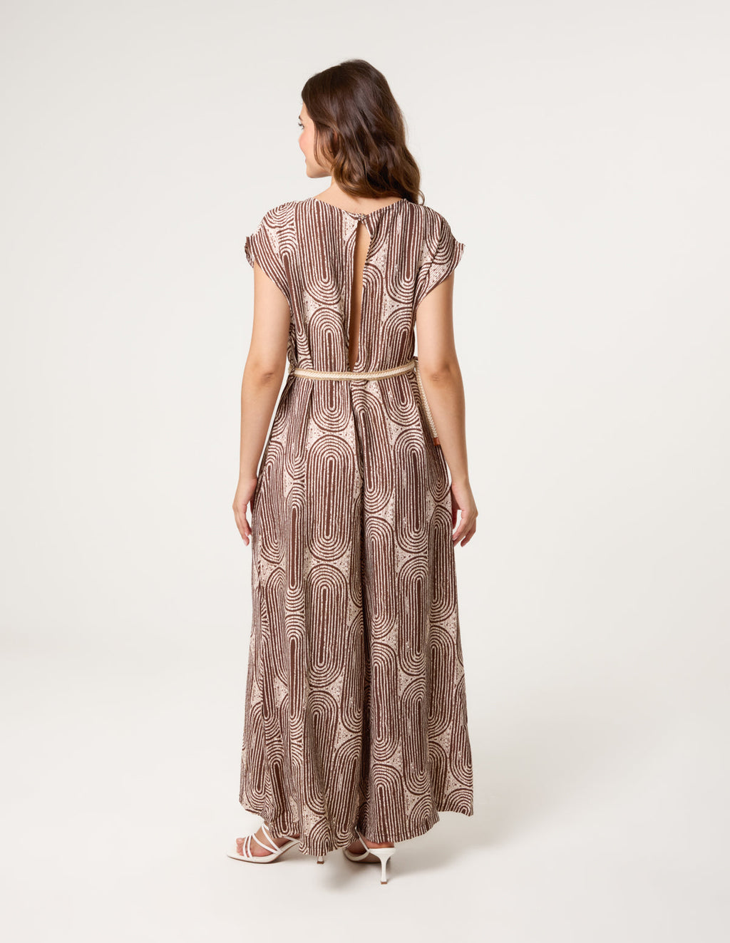 Belted Oversized Printed Jumpsuit