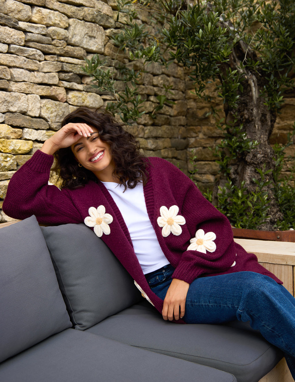 Daisy Large Flower Cardigan