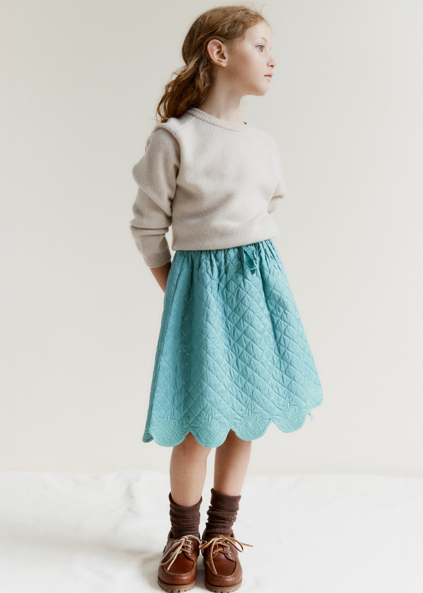 ATHENA GIRL'S SILK SKIRT - AQUA