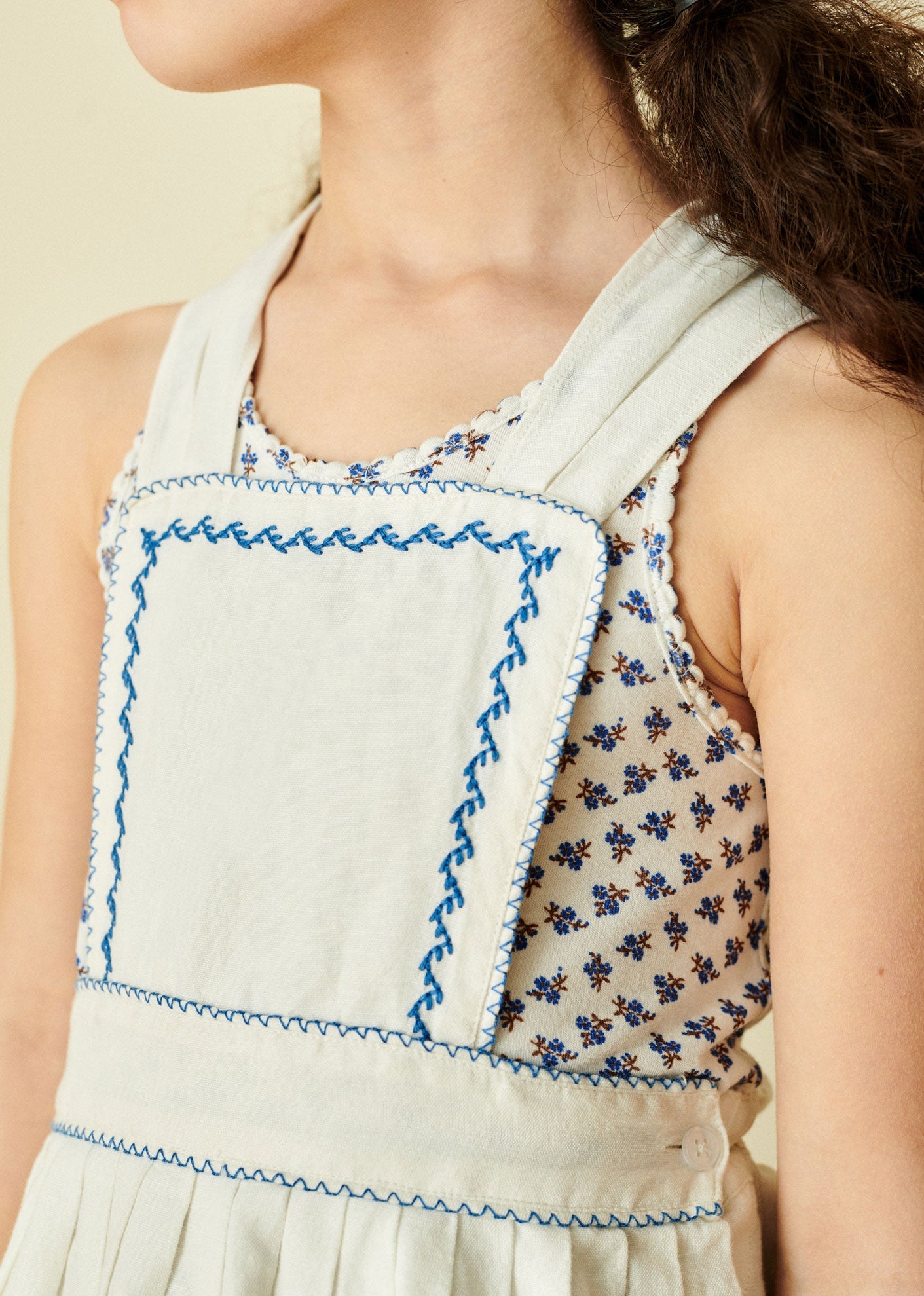 PEPPERMINT GIRL'S LINEN DRESS  - WHITE