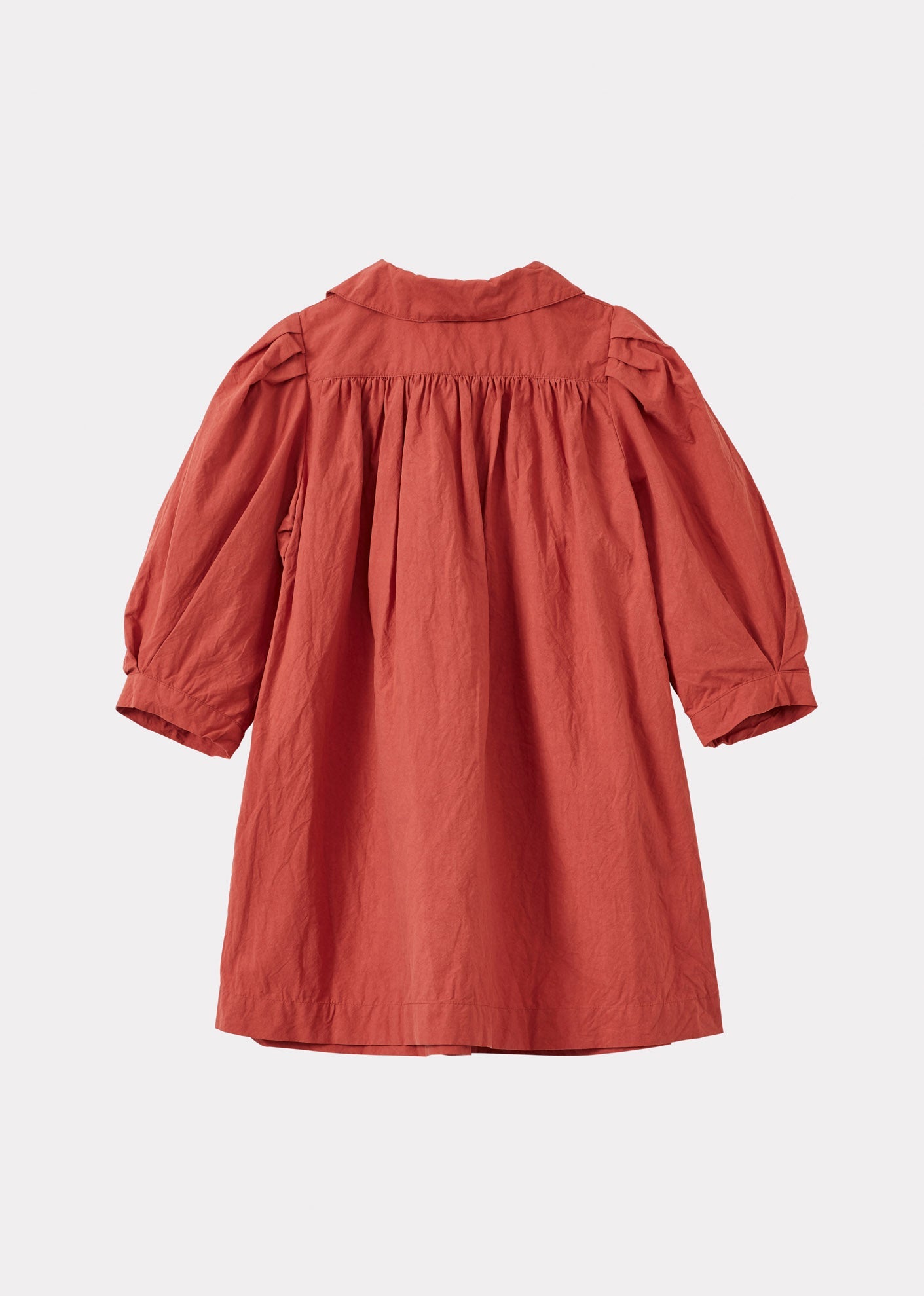 CLARA GIRL'S COTTON DRESS - BRICK RED