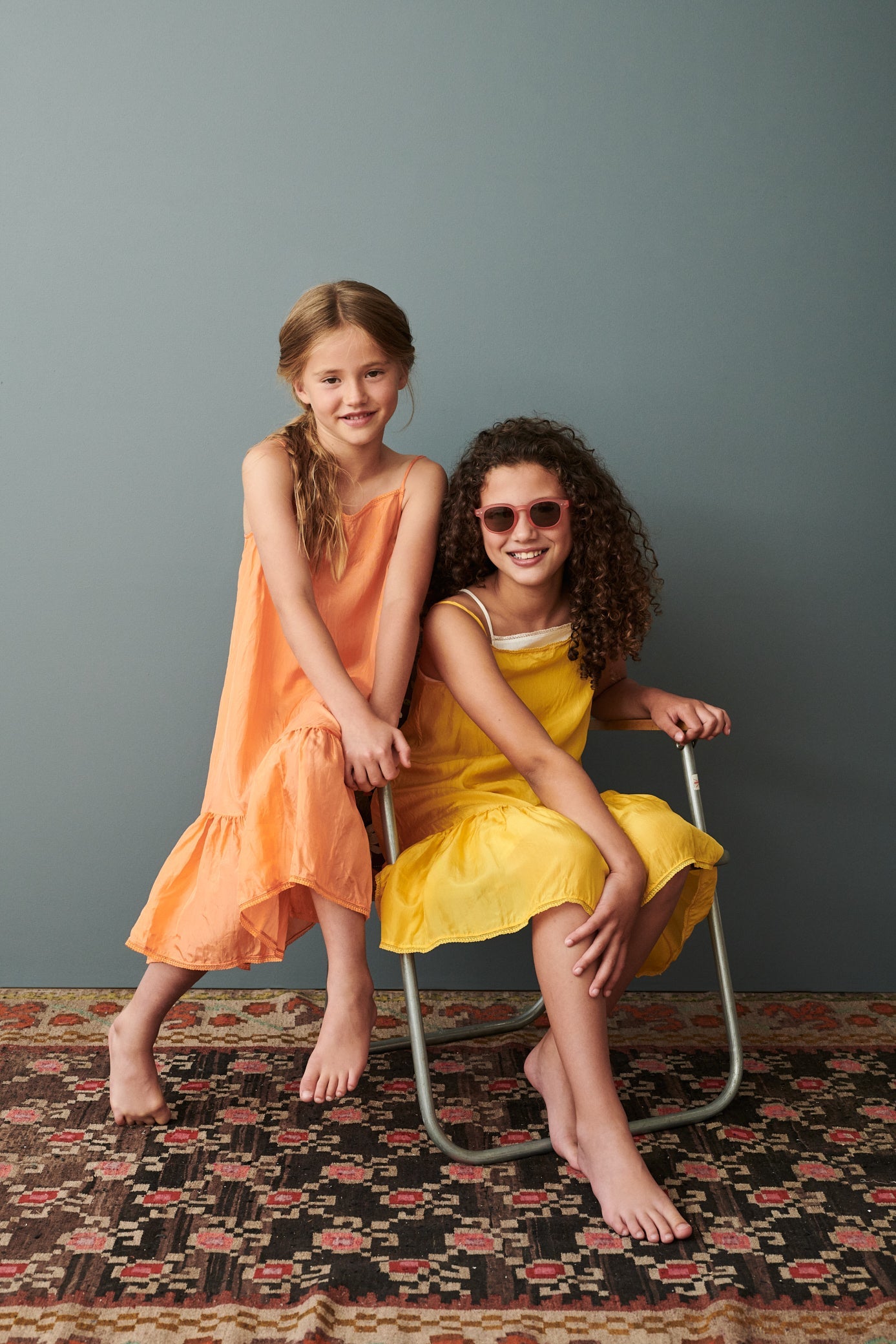 GRAPE GIRL'S SILK SLIP DRESS  - PEACH