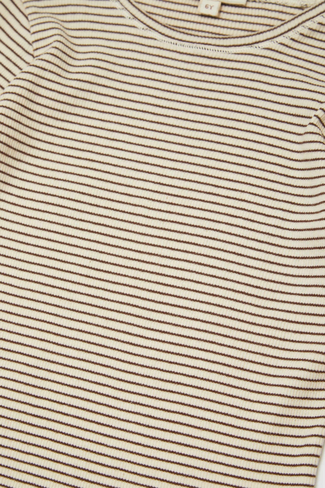 KISHON CHILDREN'S COTTON T-SHIRT - CREAM / CHOCOLATE STRIPE
