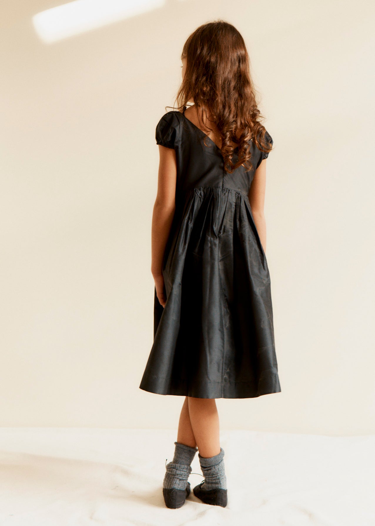 GARDA GIRL'S SILK TAFETTA DRESS - BLACK