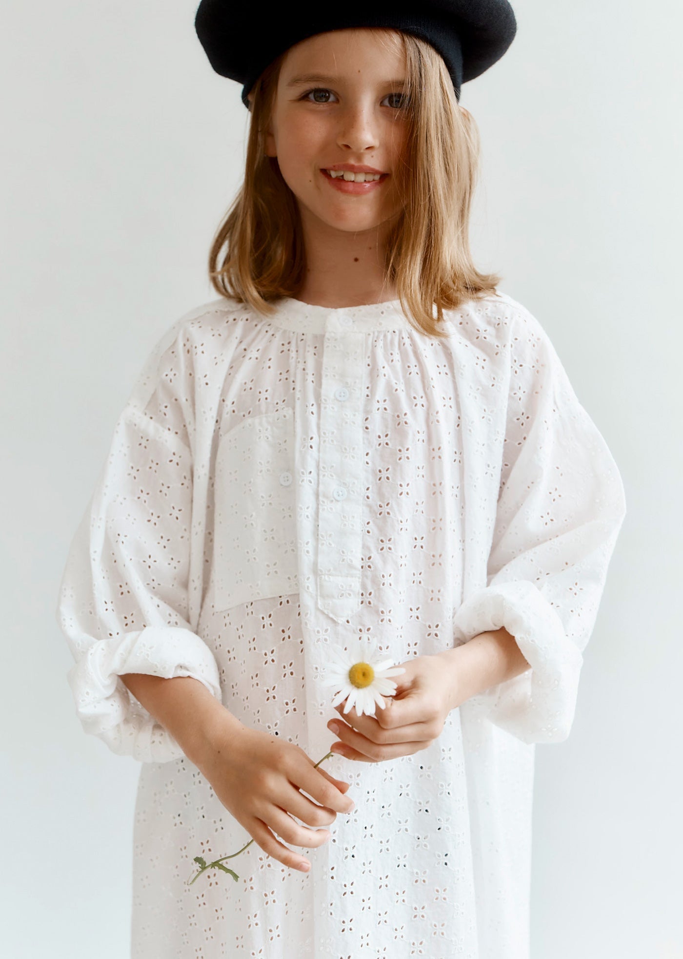 YEW GIRL'S COTTON DRESS - OFF-WHITE