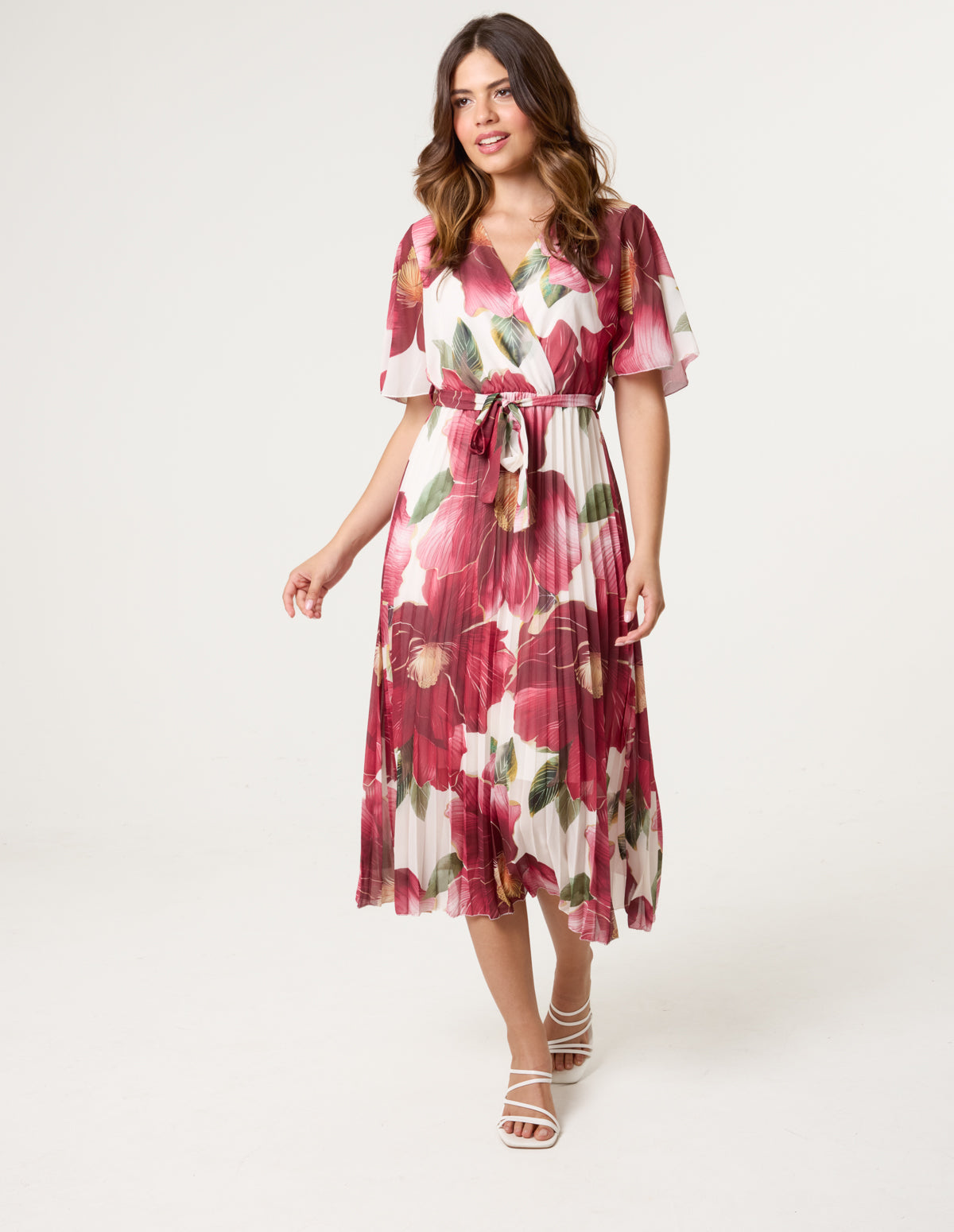 Large Floral Wrap Midi Dress