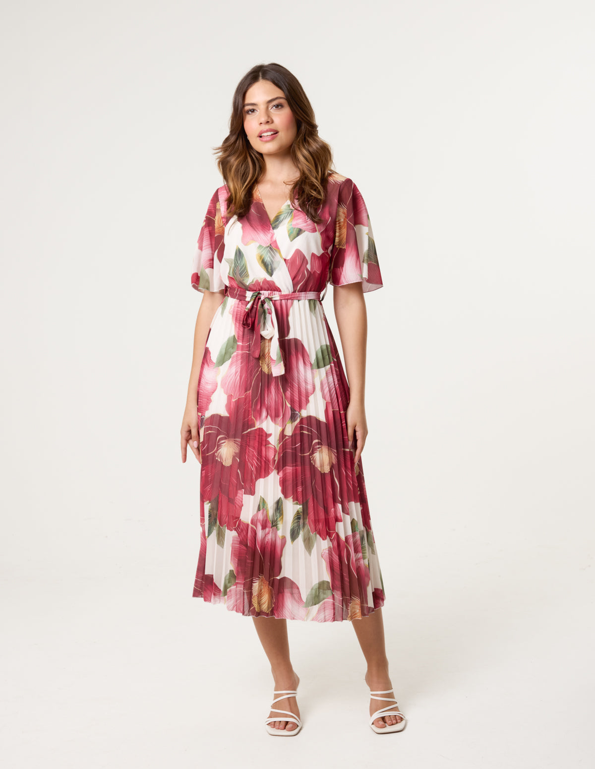 Large Floral Wrap Midi Dress