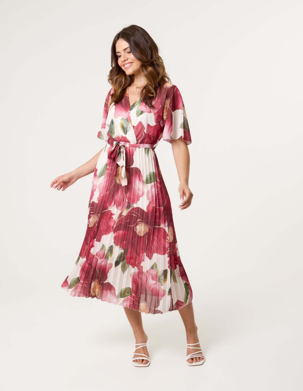 Large Floral Wrap Midi Dress