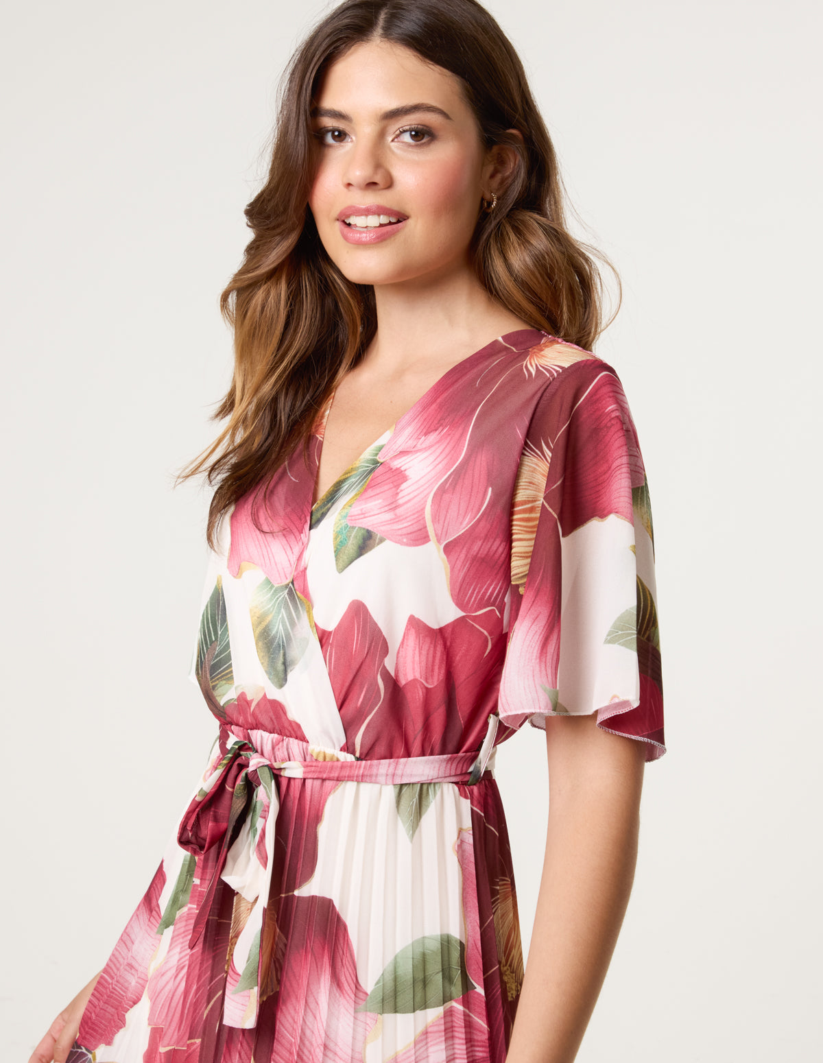 Large Floral Wrap Midi Dress