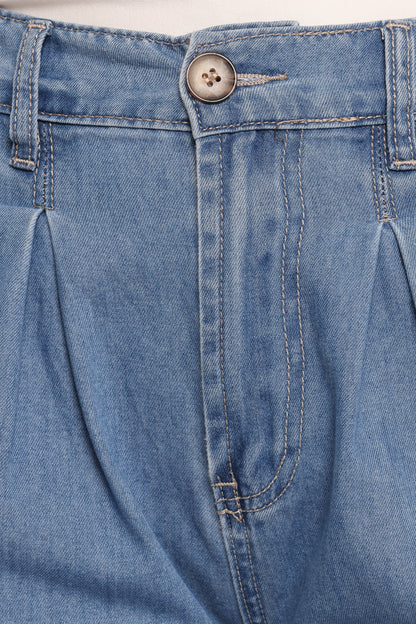 Rosalee Chambray Wide Leg Pant - Medium Denim