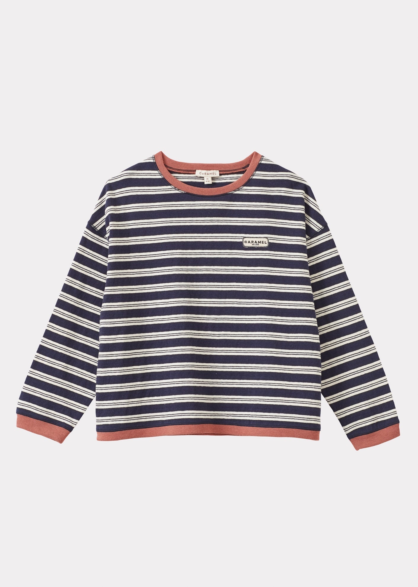 TODEA CHILDREN'S COTTON T-SHIRT - NAVY / ECRU STRIPE